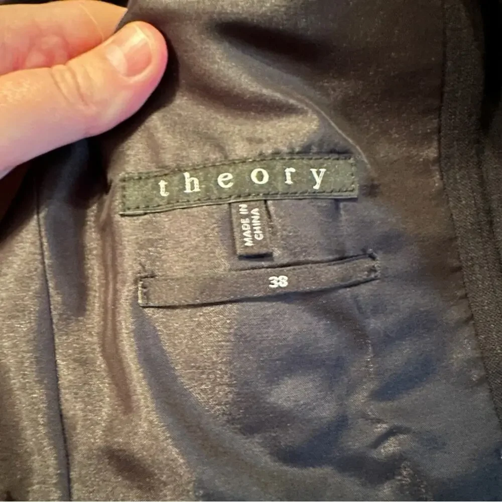 Theory Kris Dialect 100% Wool‎ Navy Blue 2 Button Long Sleeve Blazer Sz 38